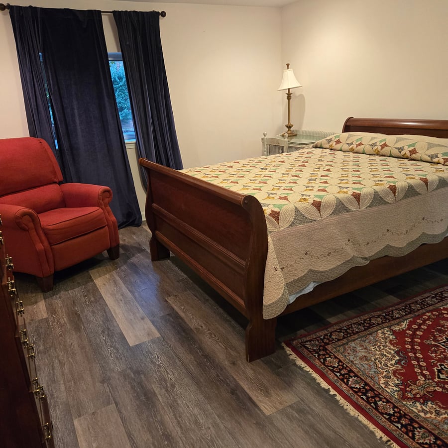140 square feet in the bedroom