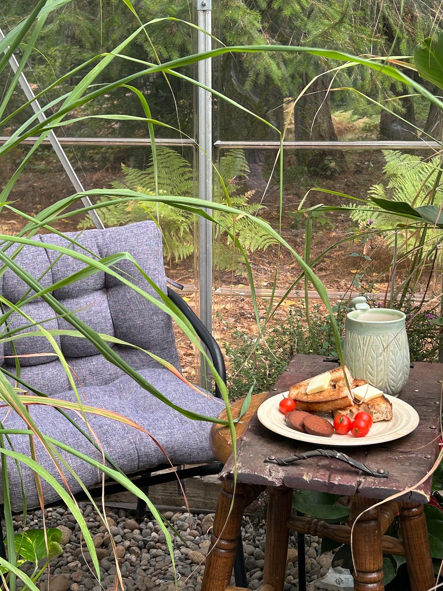 Backyard is shared space with homeownes - includes outdoor greenhouse - great for morning coffee