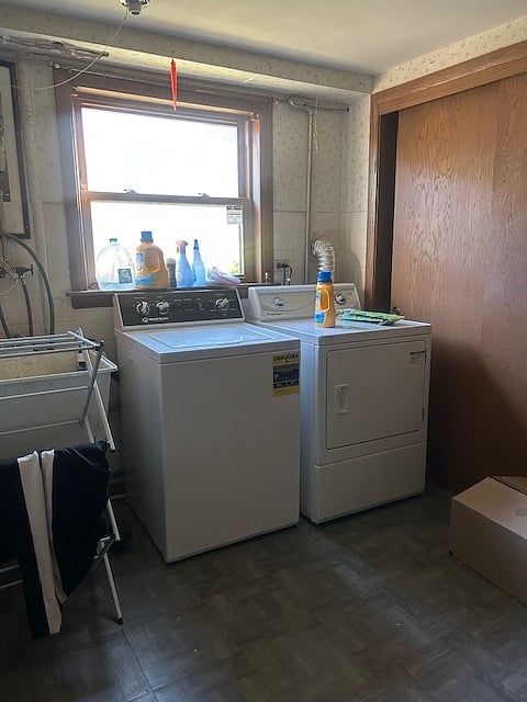Speed Queen large capacity washer and dryer.