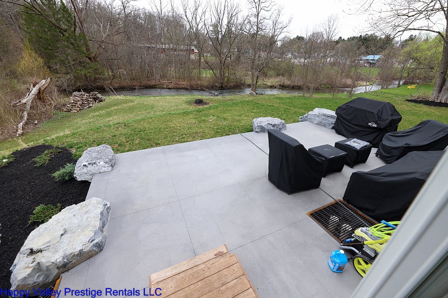 Patio and the Crick view