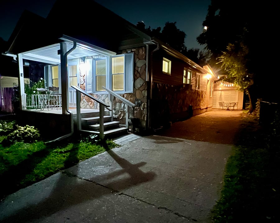 Well-lit from entrance with covered porch