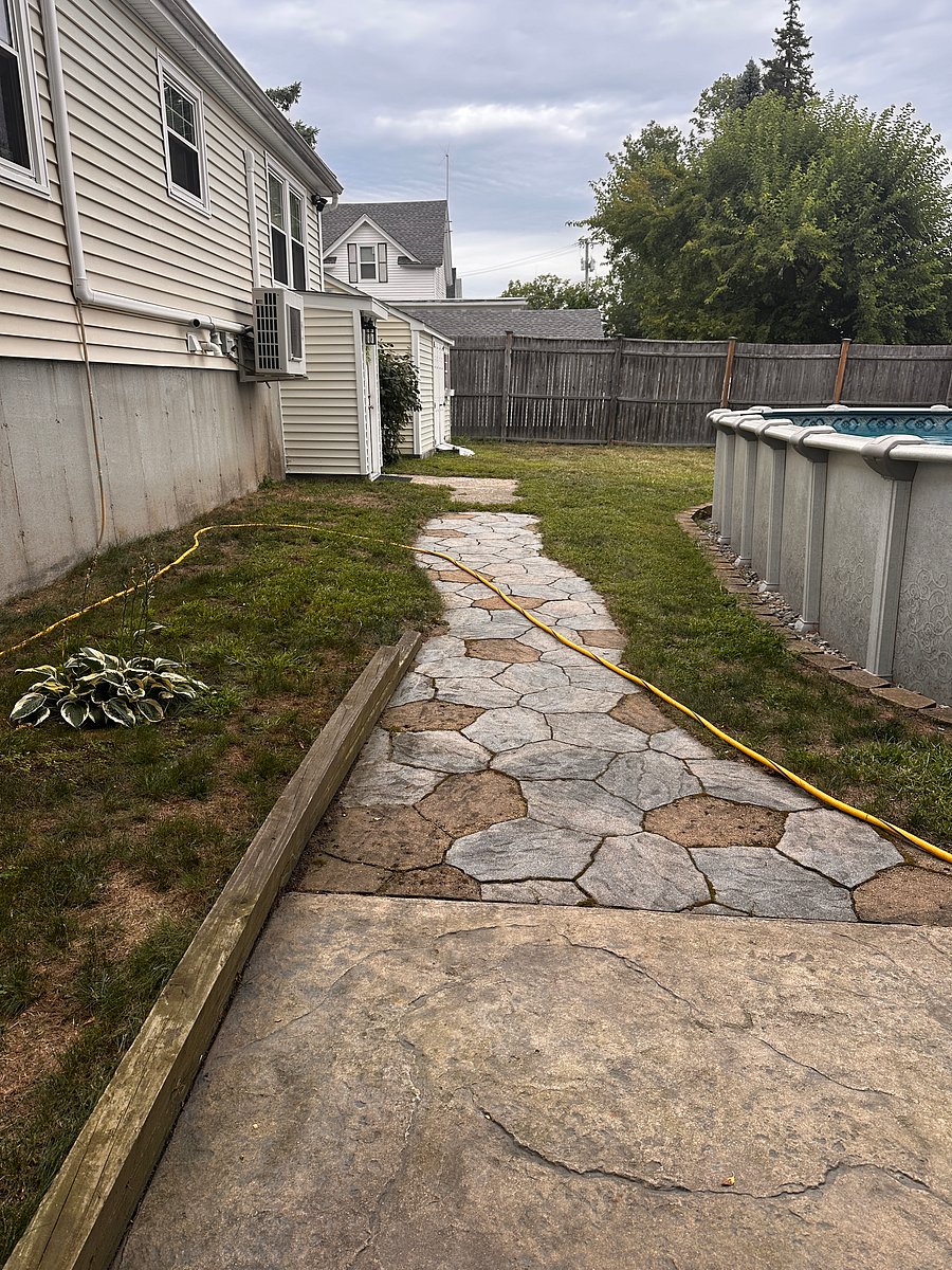 Walkway to the rear entrance of the apartment