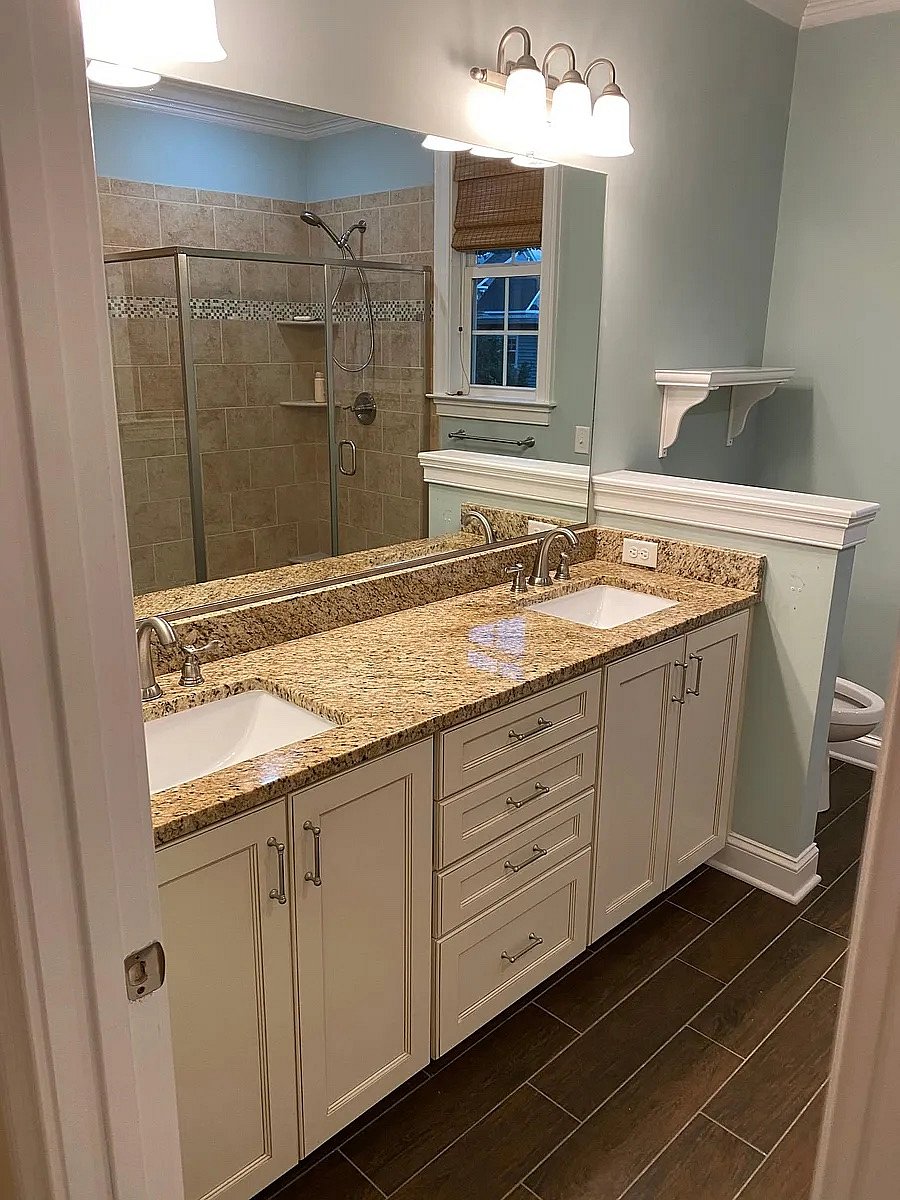 Master bathroom double sink.