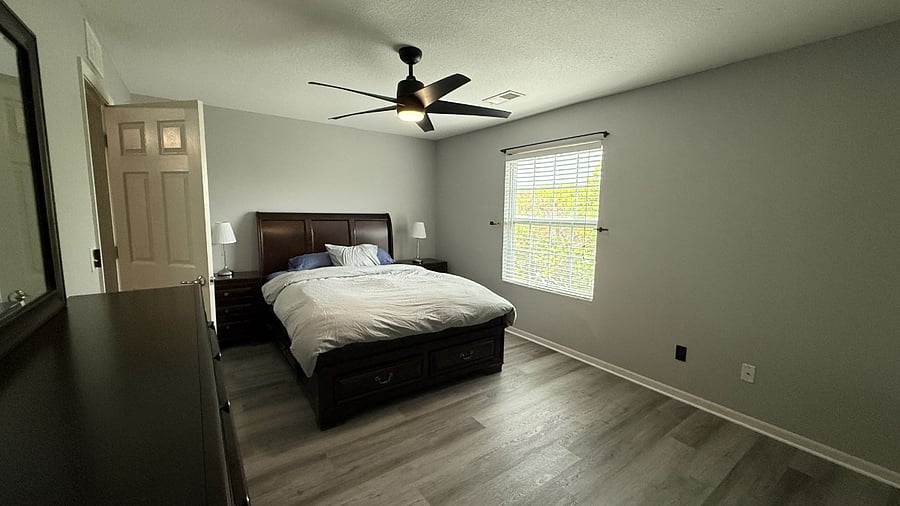 Bedroom with Queen Bed. Plenty of storage.