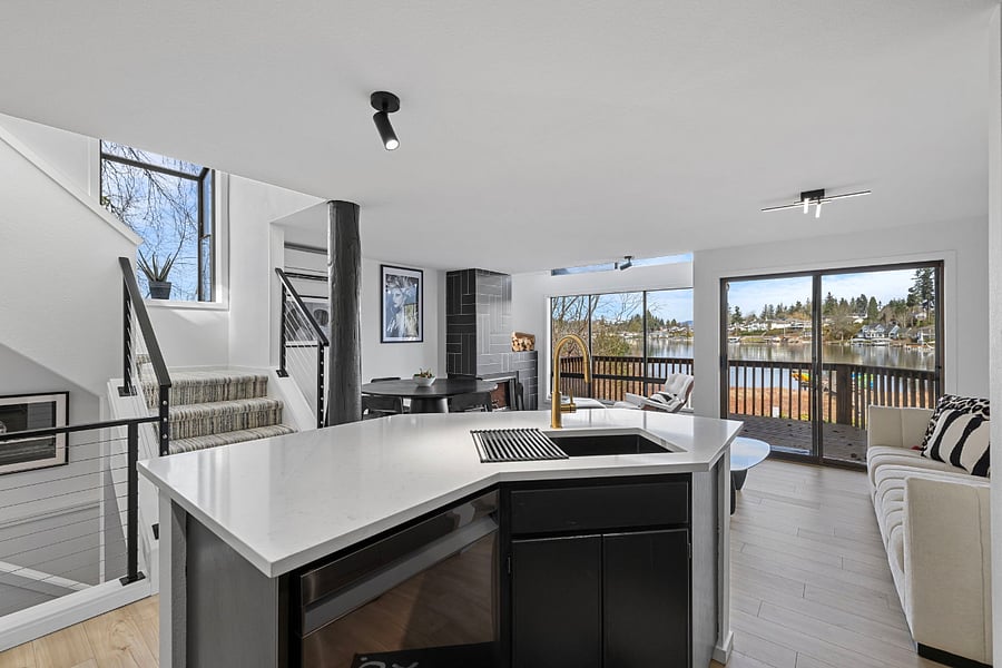 Kitchen with water view