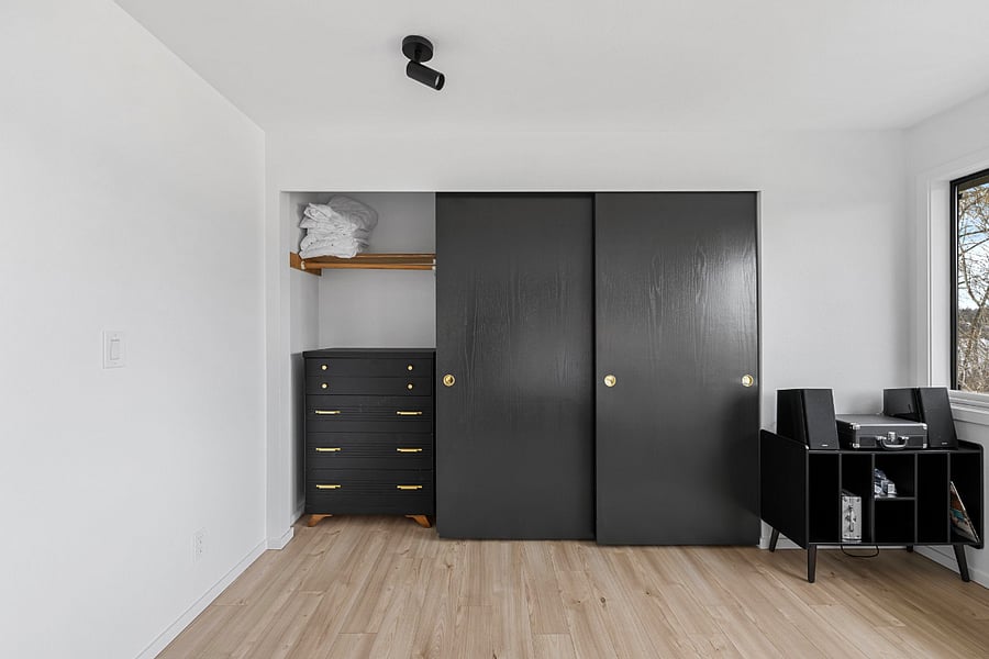 Double closets in upper main bedroom.