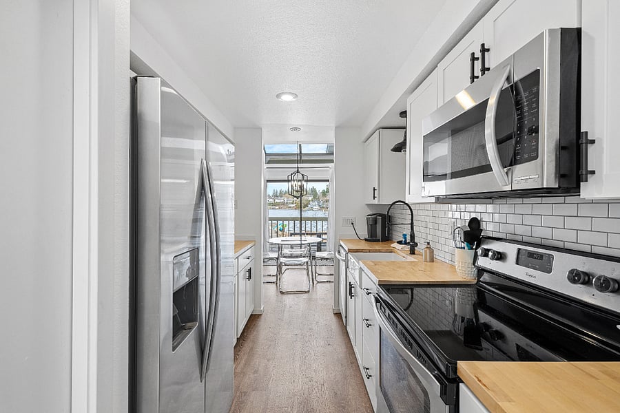 View of appliances and water