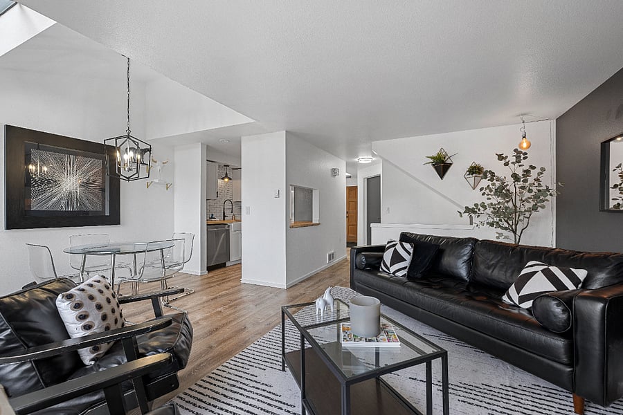 Living/Dining and kitchen set up is a nice conversation space with privacy provided with each bedroom being on a different level.