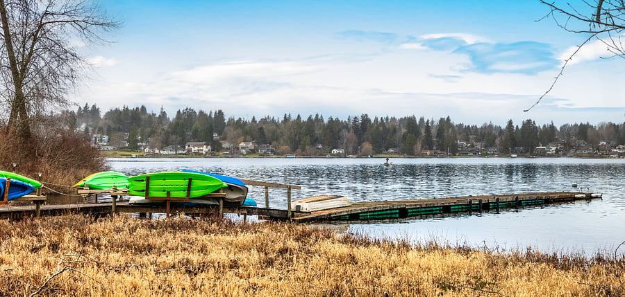 View of the dock from the boardwalk. Lots of nice flat walks around including into Lake Stevens town Centre.