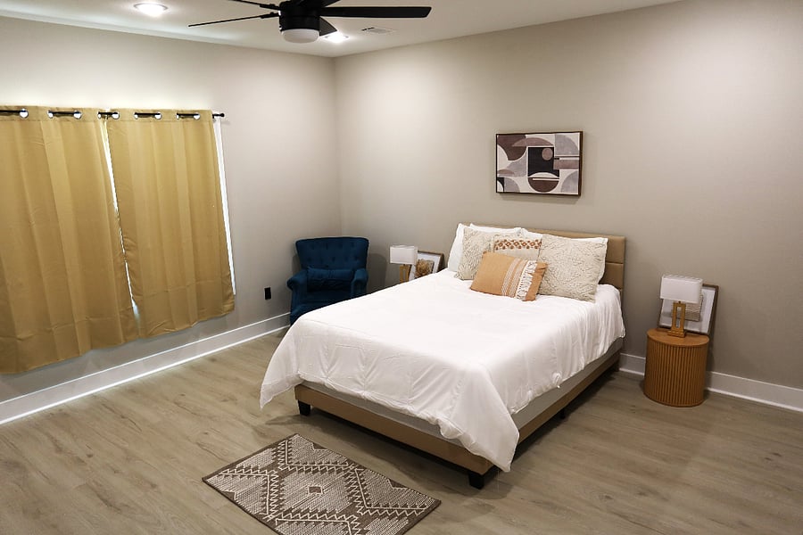 Boho Master Retreat 

Relax and recharge in your serene master suite, featuring a soothing color palette, cozy textiles, and thoughtful boho-modern touches. This peaceful retreat combines comfort and style, offering the perfect escape after a busy day
