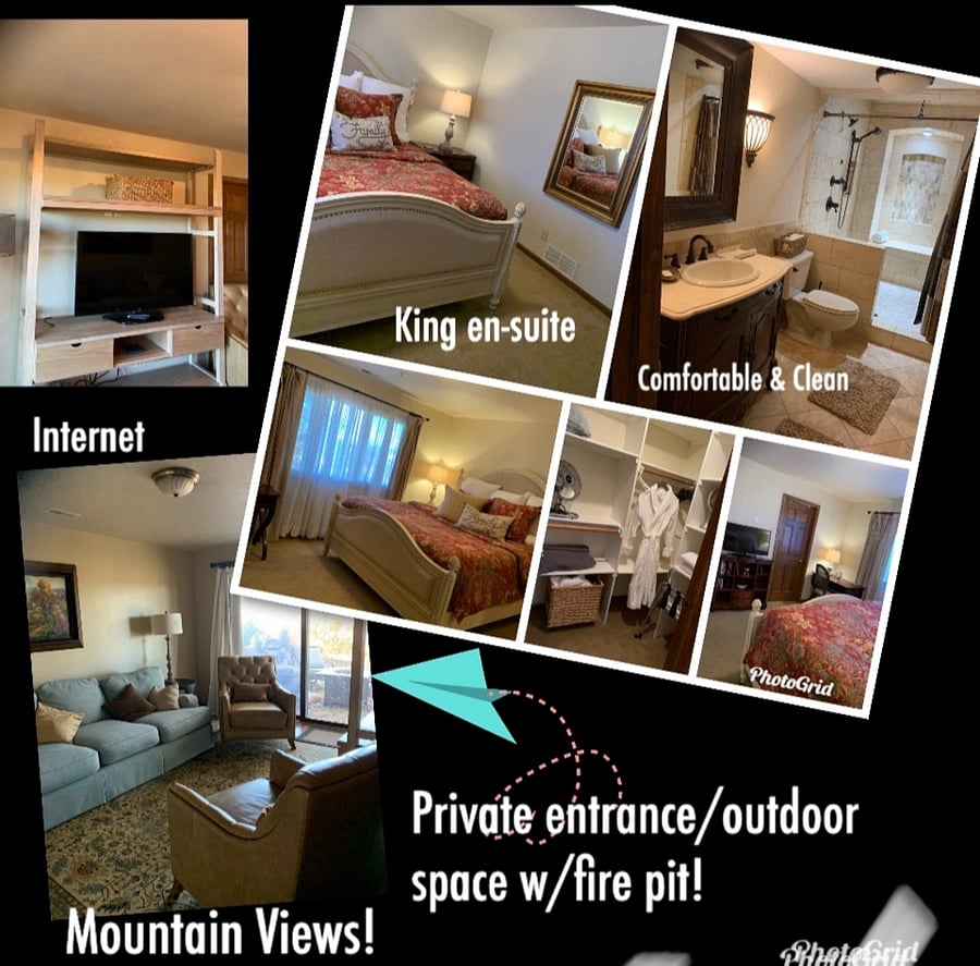 I also have another bedroom with attached full bath, built-in desk, queen size bed, closet. Your own separate entrance opens to shared space with wet bar and seating. Rent space is negotiable. Photos can be provided on request. 