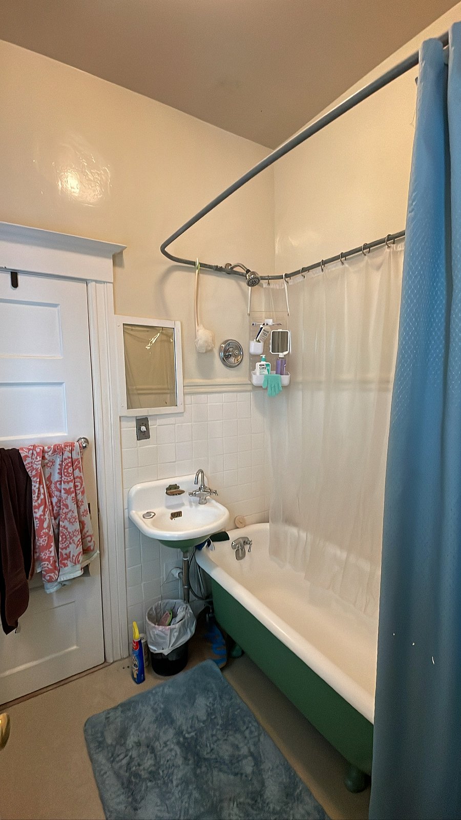 Shower room featuring the clawfoot tub and sink.