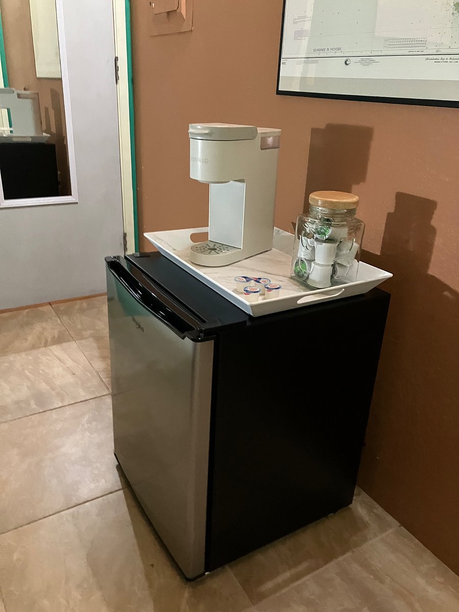 Room also has a mini-fridge and single serve Keurig for more convenience. 