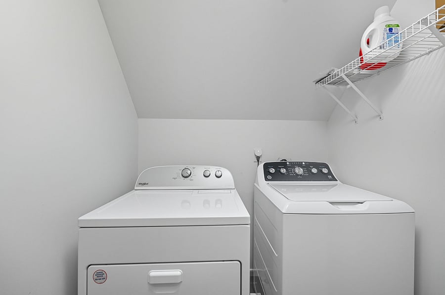 Full-sized washer and dryer included for convenient on-site laundry.