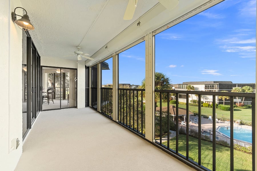 Balcony view of pool