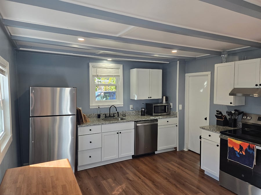 Renovated kitchen with a brand new refrigerator