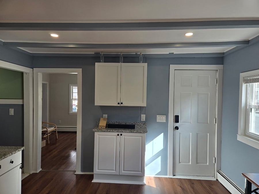 A fully stocked and renovated kitchen