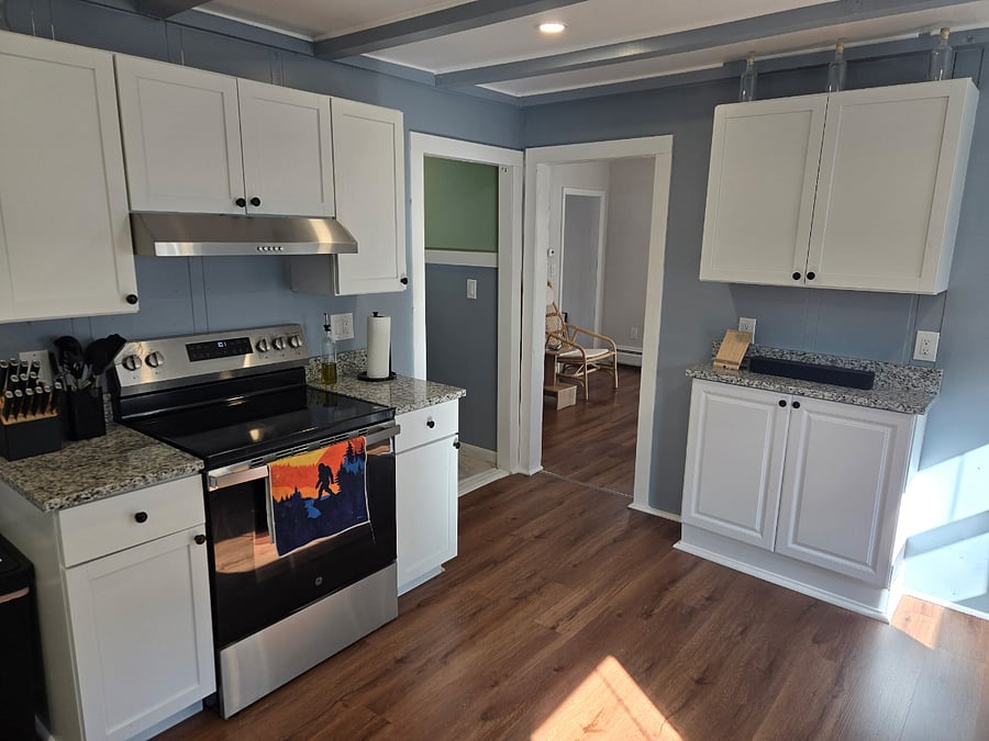 A fully stocked and renovated kitchen