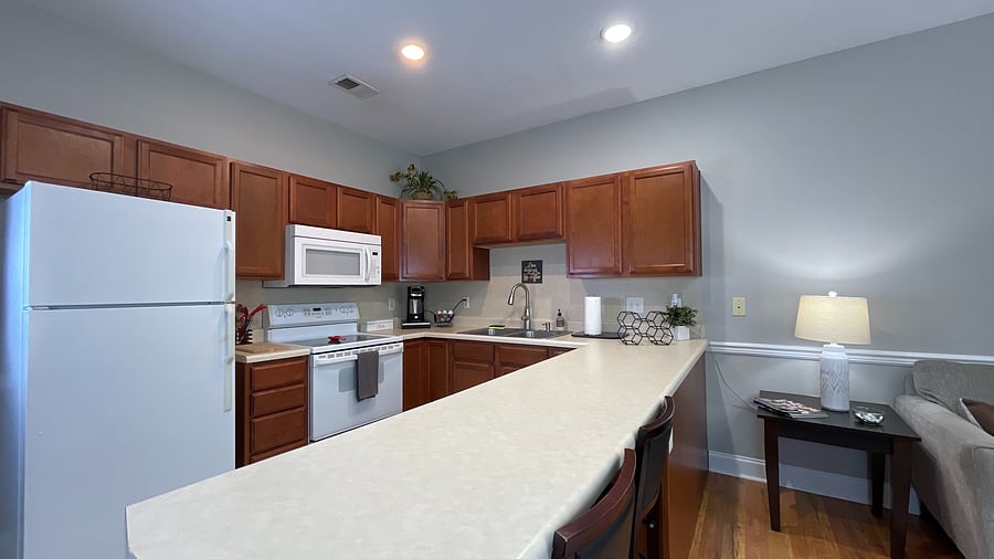 Cook in style! Our clean, modern kitchen is fully equipped for all your culinary adventures!