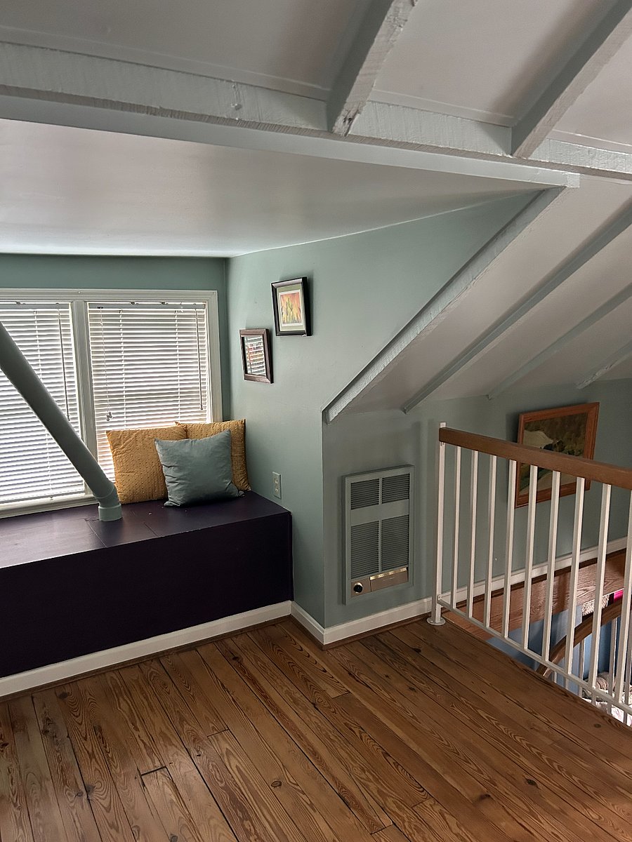 Upstairs bedroom window seat.
