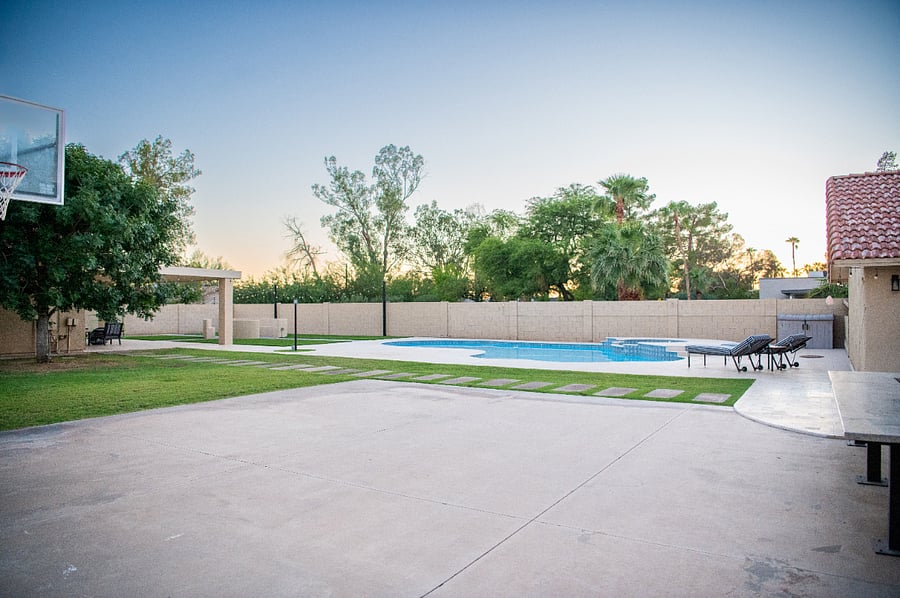 pool and grass area