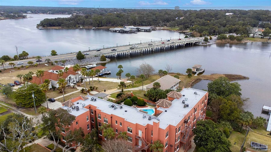 View north. Bayou Texar and Bayview Park