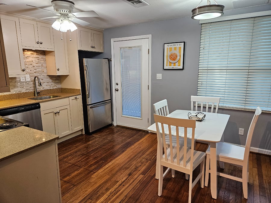 Kitchen door and window faces Pensacola Bay