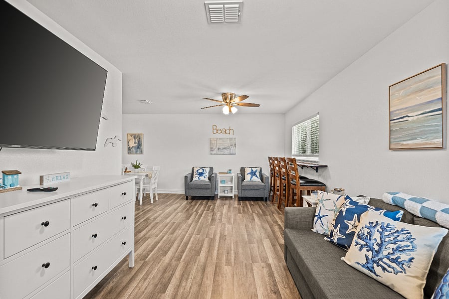 living room and siting area
