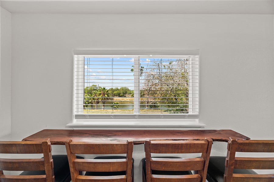 bar and view of duck pond