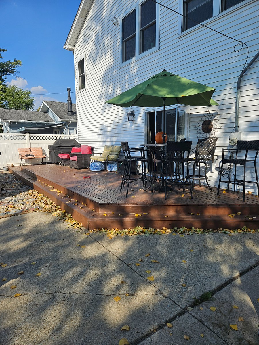 Backyard deck.