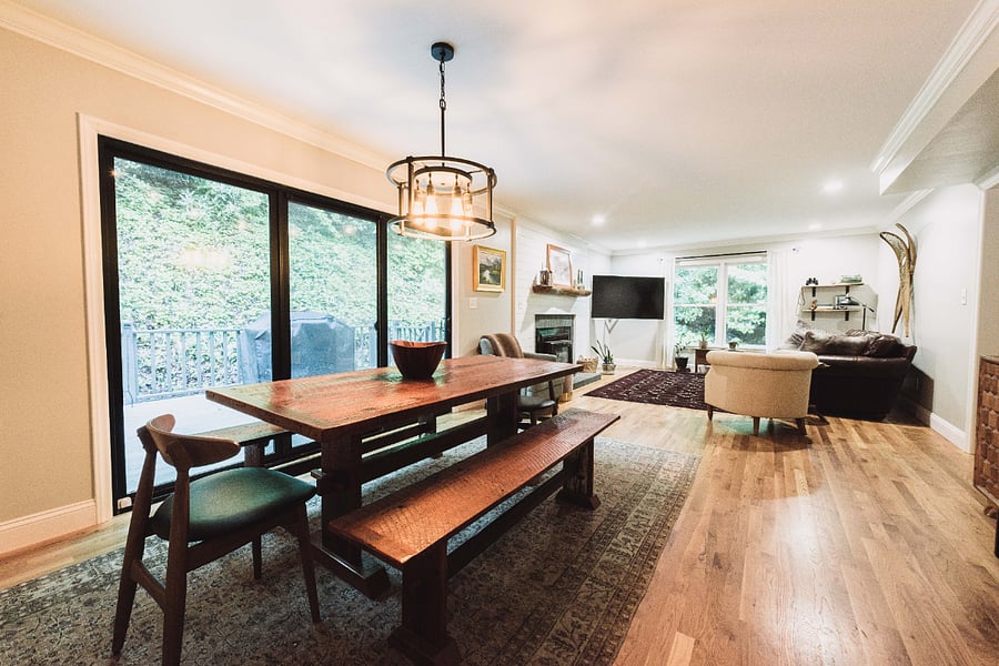 Dining table, access to back porch