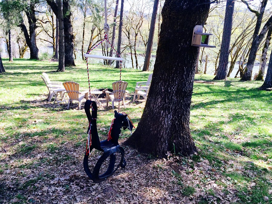 Firepit and seasonal swing