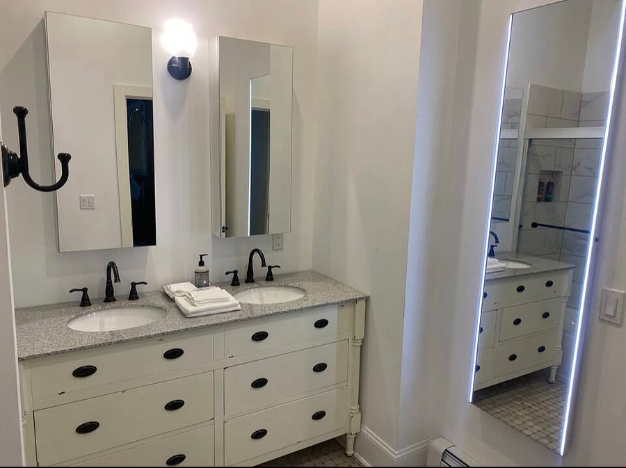 Master bathroom with his & hers double vanities