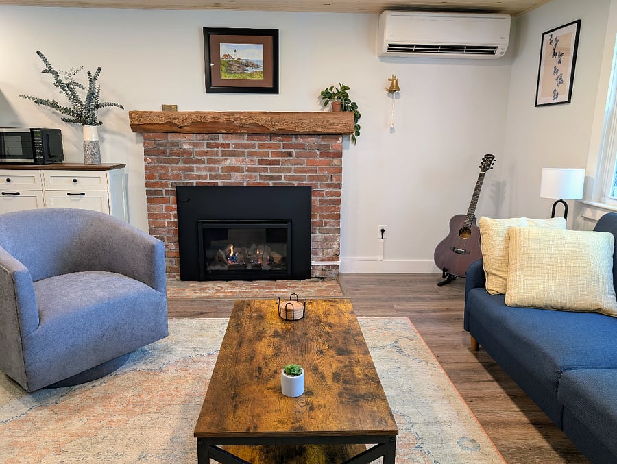 On cold days, warm up and relax by the fire. 
