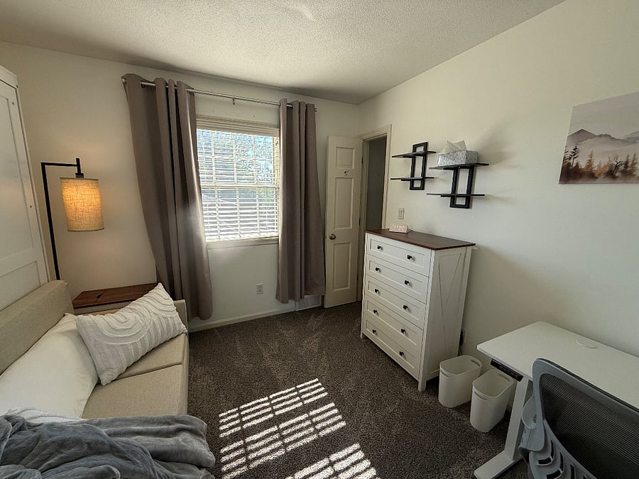 Built-in couch with Murphy bed up.
