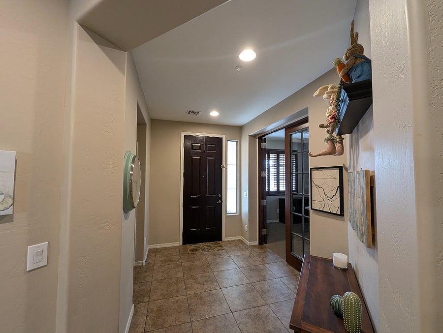 Front door and office entry