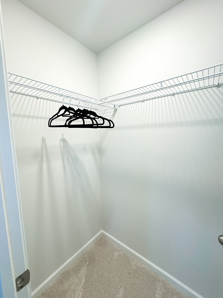 Stay organized with a spacious closet, complete with hangers for your clothes!
