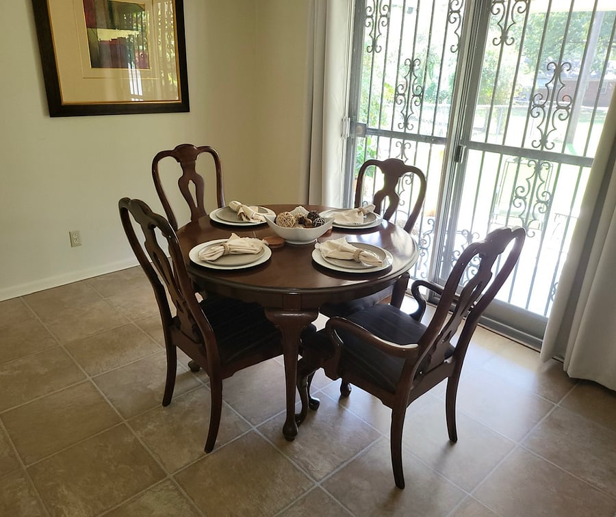 Dining area with a view of the patio