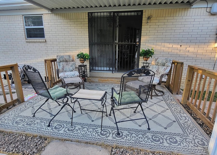Covered patio perfect for morning coffee or evening wine 