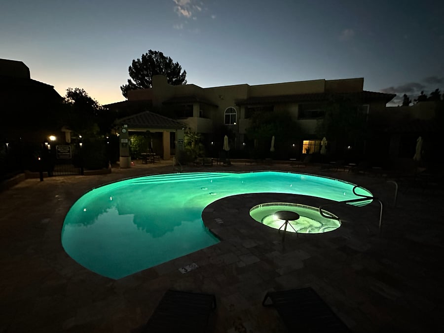 Pool and hot tub, key card provided for access