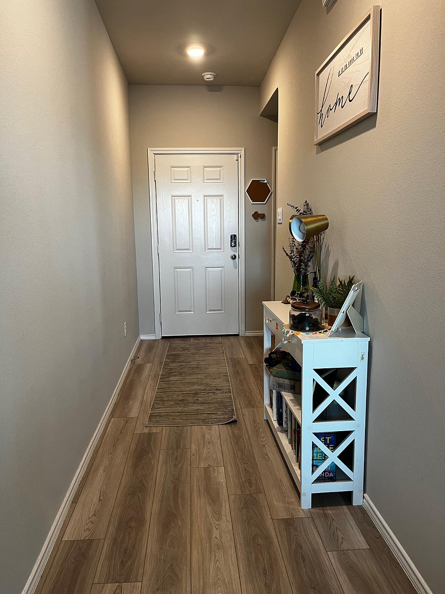 Entry hallway - bedroom is to the right of the door