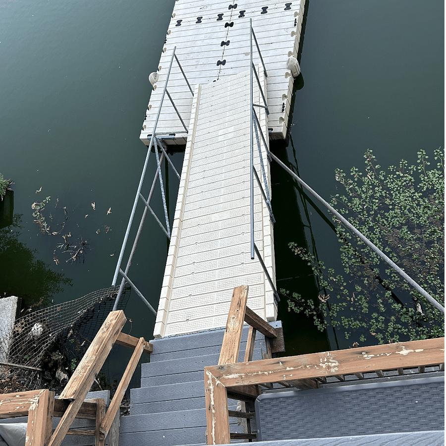 Gangway to Private Dock Where You Can Moor Your Boat or Rental