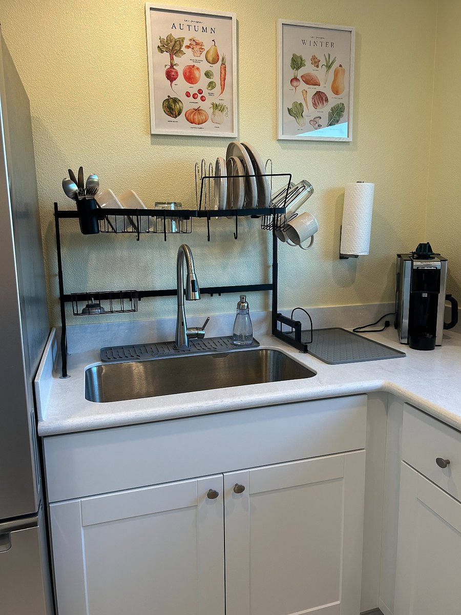 Full Size Sink w Over Sink Dish Drainer, Single K Cup or 5 Cup Brewed Coffee/Tea