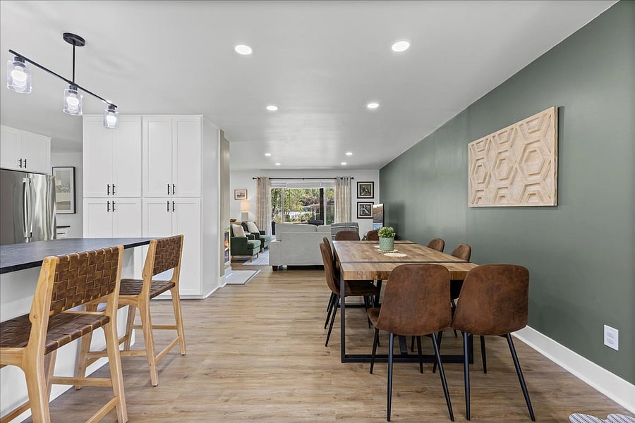 Thoughtfully designed open living space has defined areas for every day living.