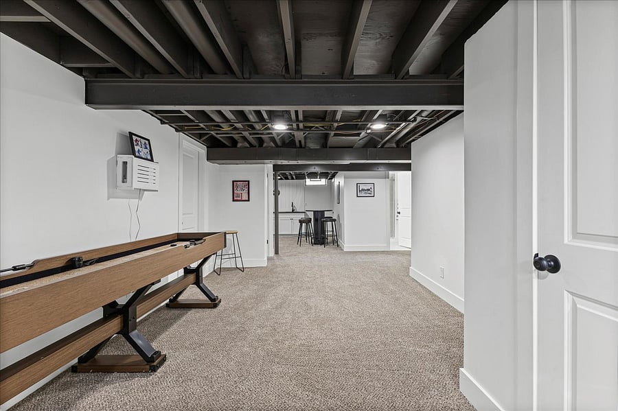 The basement is a nice cool space that is carpeted for coziness!