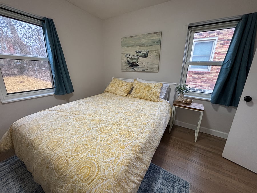 Bedroom with black out curtains