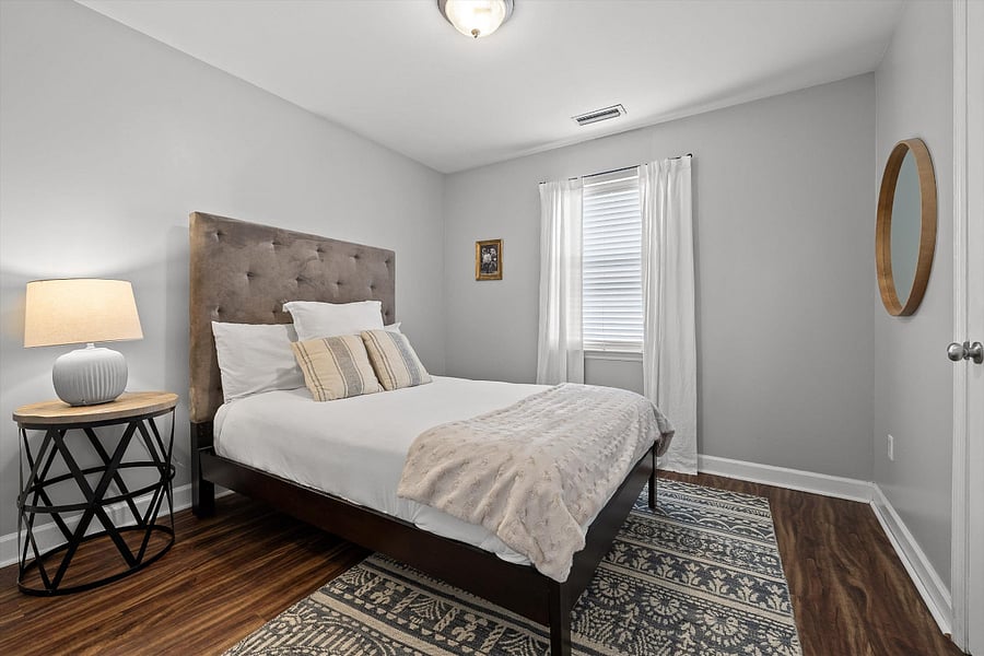 A full size bed
