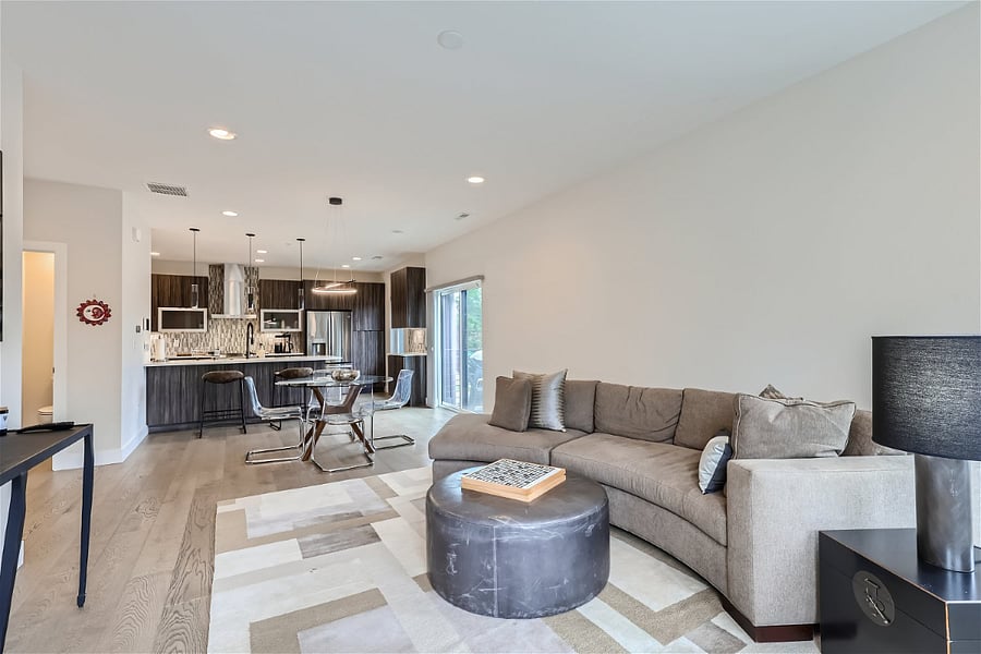 living room and kitchen