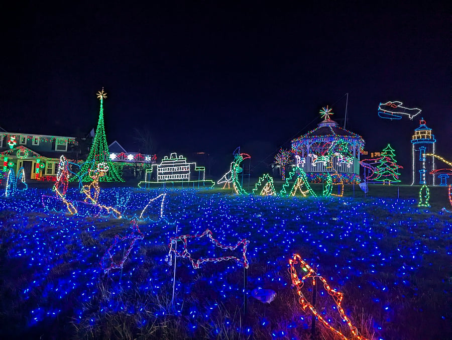 At the holidays enjoy the impressive lights display just down the hill