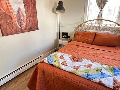 Spare Room has a full closet and a full sized bed.